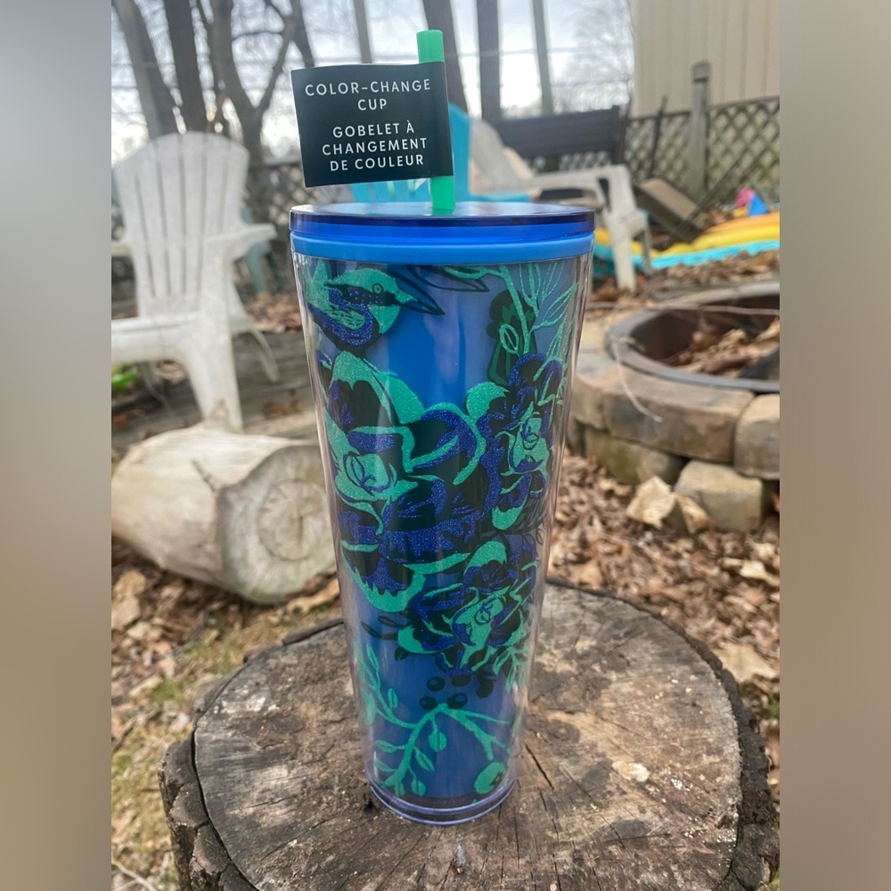 Starbucks 2022 Holiday Blue Green ‘Berry Corsage Color Change’ Tumbler NWT‎